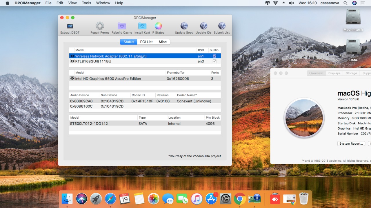 Success Hackintosh macOS High Sierra 10.13.6 Build 17G65 at Asus X455LA-WX127D
